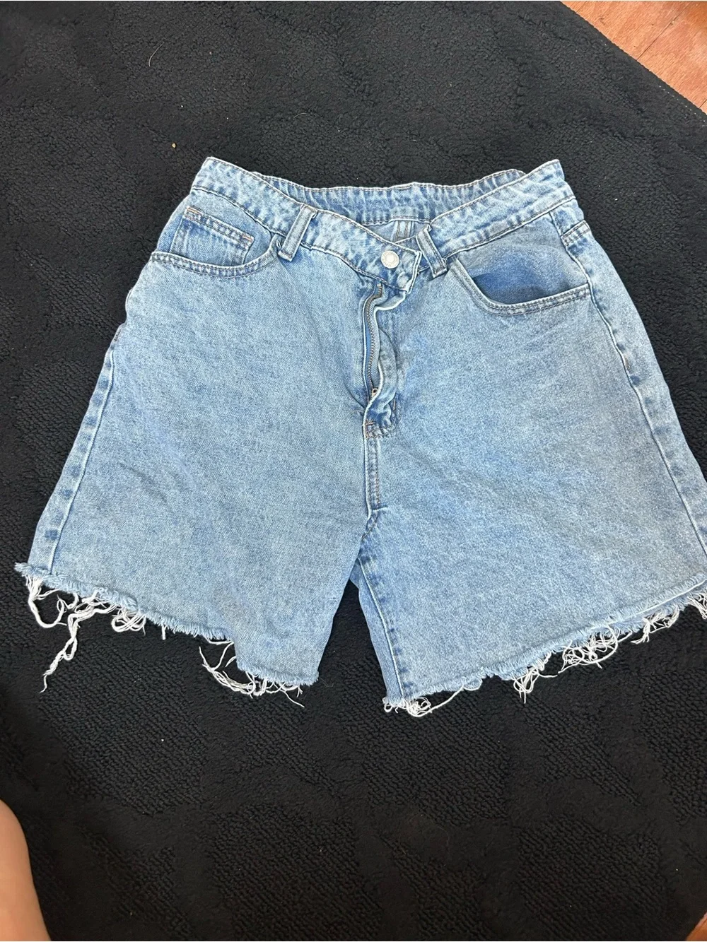 Denim Frayed baggy boyfriend shorts